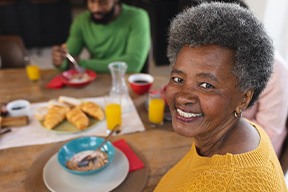 A woman eating a nutritious meal