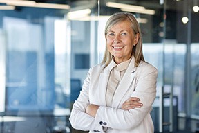 A woman in business attire