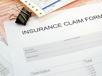 Close-up of insurance claim document