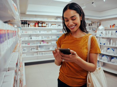 Woman in Mesquite looking at pharmacy teeth whitening options 